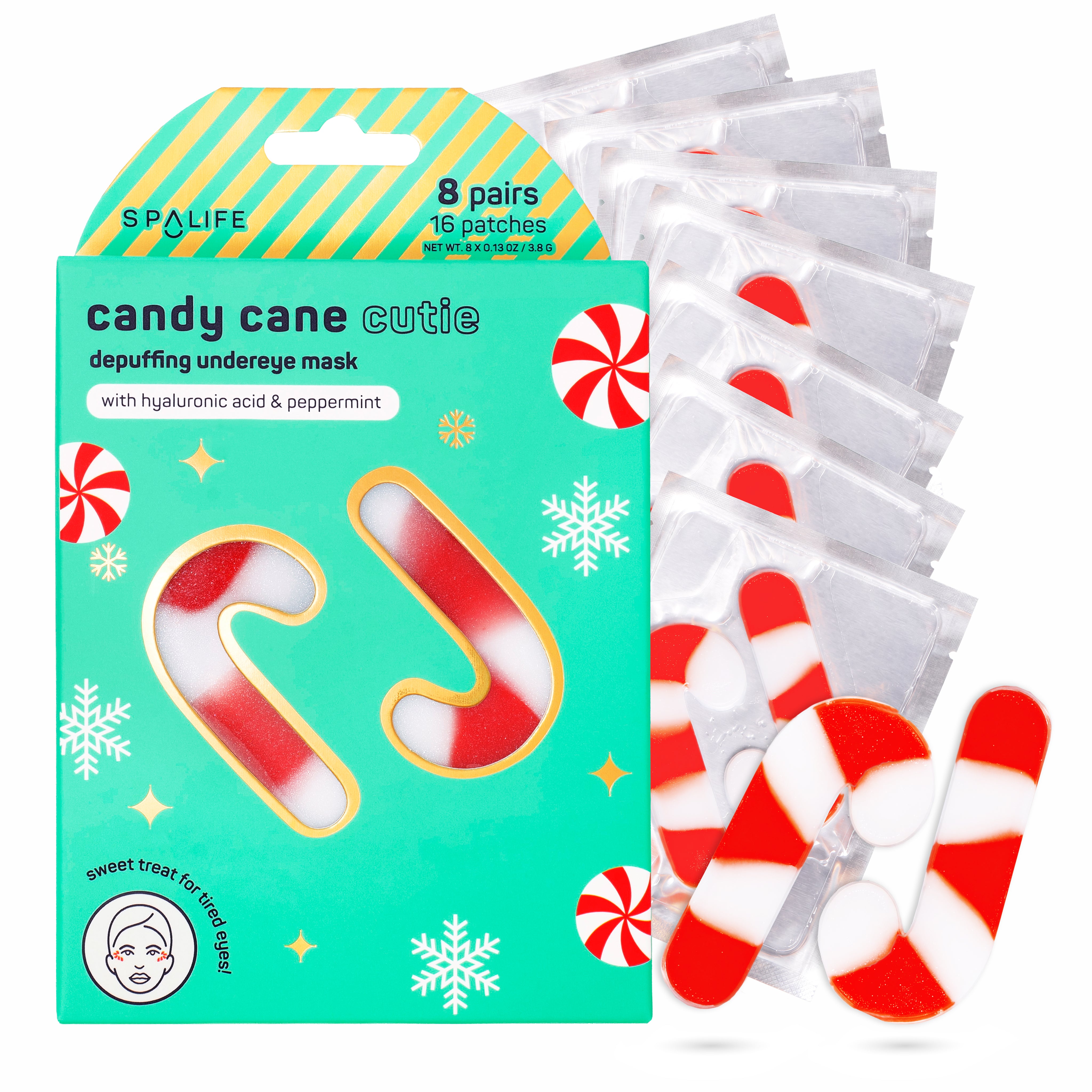 Christmas Holiday Candy Cane Cutie Depuffing Undereye Masks – SpaLife